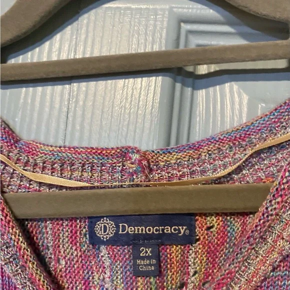 EUC Democracy Multicolor Heathered Loose Fitted Knit Top w/Sleeves Asymmetrical - Picture 8 of 10